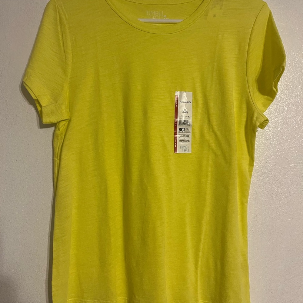Time and Tru Relaxed Fit Yellow Tee